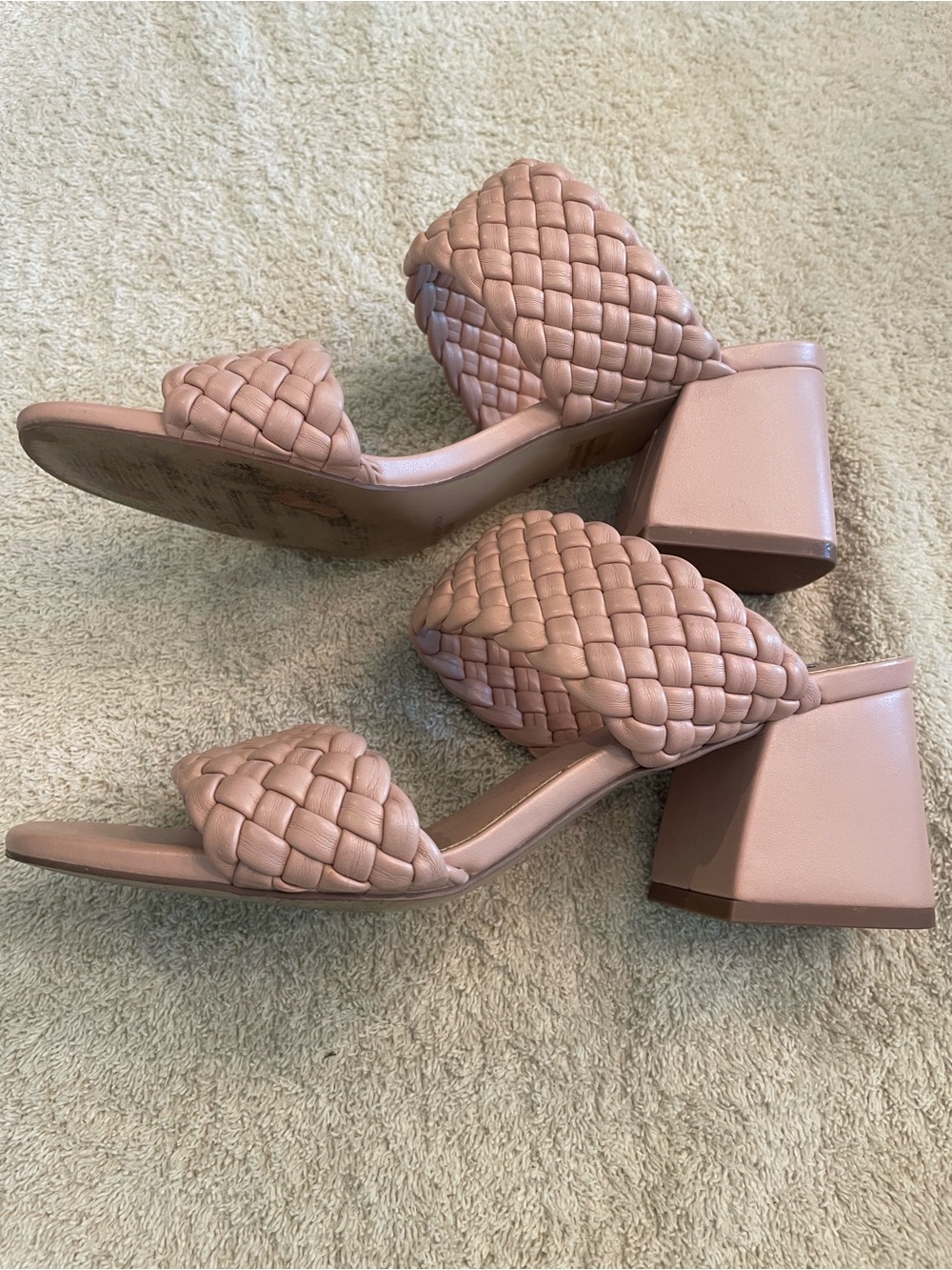 Steve Madden Blush Woven Double-Strap Block Heel Sandals